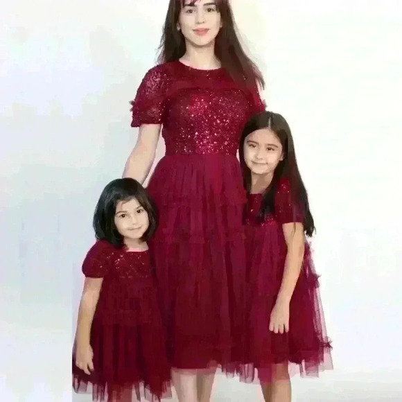 Maya Deluxe Burgundy Sequin Midi Dress - Picture 3 of 8